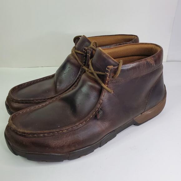 Justin Boots Cappie Chukka Men’s 13M Work Shoes 232 Brown Leather Lace Up - Picture 5 of 8